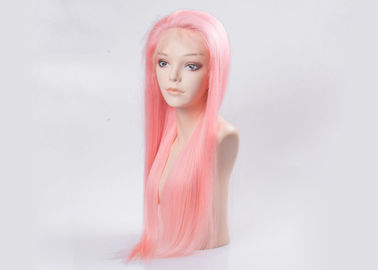 China Onda reta de seda perucas coloridas do cabelo, perucas completas humanas do laço da cor cor-de-rosa com cabelo do bebê fornecedor