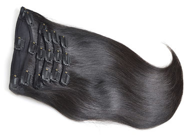 China Grampo de cabelo humano natural do preto 100 nas extensões saudáveis de um único doador fornecedor